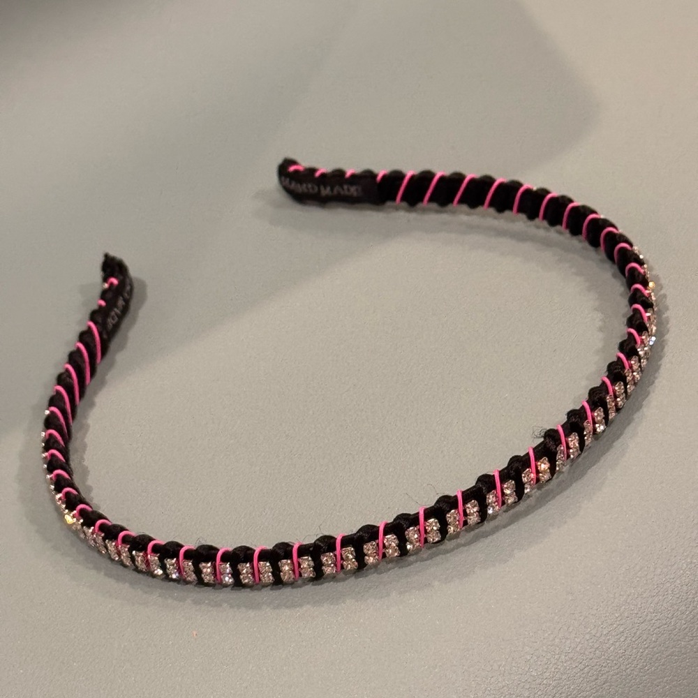 Cara New York Elegant Pink and Black Rhinestone Headband